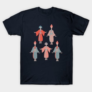 KIMONO LADIES Traditional Japanese Geisha Women in Traditional Palette Blush Rust Blue Gray - UnBlink Studio by Jackie Tahara T-Shirt